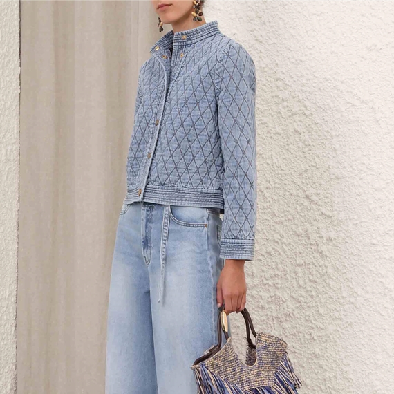 Zimmermann Indra Denim Quilted Jakke, Skylark